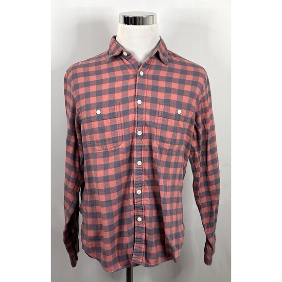 J Crew Large Flannel Casual Shirt Pink Gray Plaid 100% Cotton Button Front - Picture 2 of 5